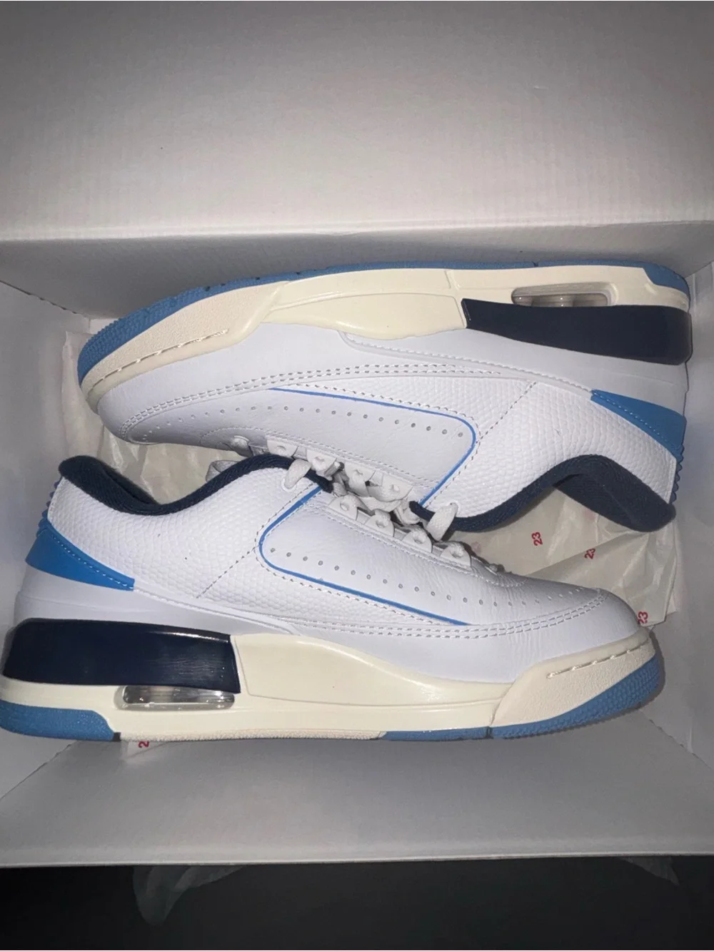 Jordan Men's Low-Top Athletic Sneakers in White and Blue